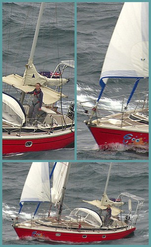 Composite photos of Laura arriving Capetown - New Zealand flag is clearly visible ©  SW